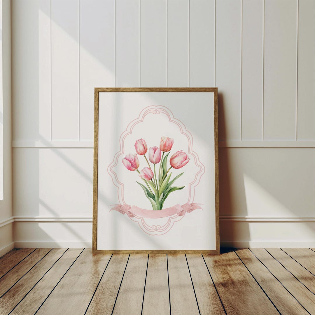 Watercolor Tulip Digital Print - Pink Tulip Wall Art - Classic Art ...