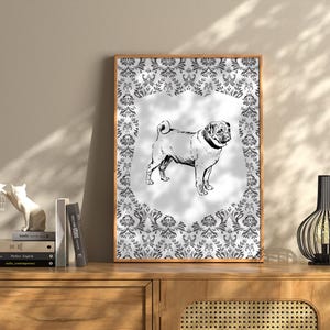 Mops Digitaldruck - Hunde Wandkunst - Mops Druck - Vintage Wandkunst - Personalisierter Hundedruck