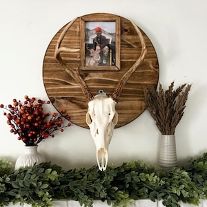 Rustic Skull Mount with Photo Frame: Hunter Gift