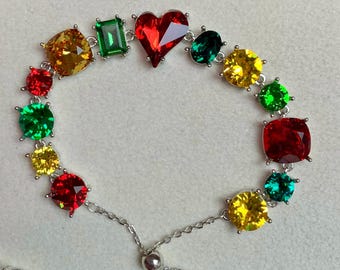 Jularmband, Swarovski-armband i sterlingsilver 925, Armband med Swarovski-kristallkedjor, Present till henne, Present till tjej