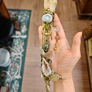 Crystal Antler Wand, One of a Kind,  Energy Work, Rituals, and Decor, Golden Himalayan Quartz Crystal Wand, Spelling Wand, Large Magic Wand Natural Crystal Healing Wand, Spelling Wand Witch Tool. crystal wand antler wand shamanic wand witchcraft tools amethyst labradorite wand botanical wand handmade ritual wand nature inspired wand
moon charm wand energy healing tools,  Thanksgiving Gift