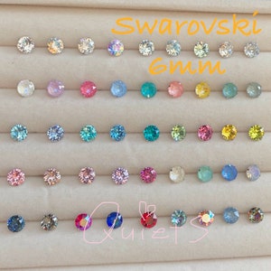Set di orecchini a perno, set di orecchini a perno Swarovski da 6 pezzi, set di orecchini a perno in cristallo, orecchini con filettatura interna. Orecchini a perno con filettatura esterna.