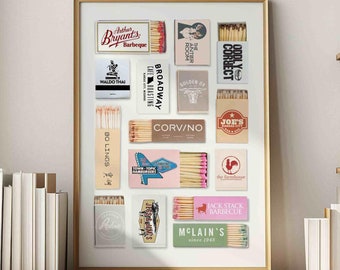 Iconic Kansas City Restaurants Matchbook Art, Kansas City Digital Art, Match Box Wall Art, Dopamine Decor, Kansas City BBQ Print PNG SVG