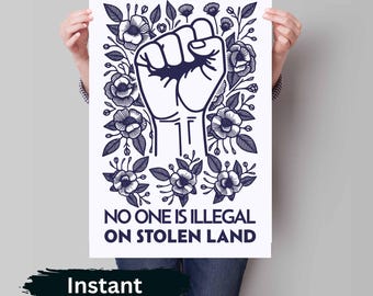 No One Is Illegal Protest Sign PRINTABLE, Anti-Trump Protest Poster For March, Digital Download, Immigrant Immigration Political Rally Sign