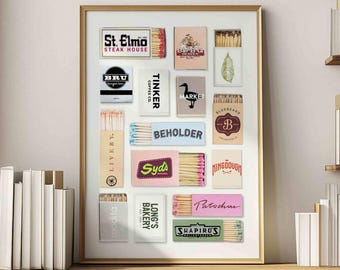 Iconic Indianapolis Restaurants Matchbook Art, Indianapolis Digital Art, Match Box Wall Art, Dopamine Decor, Indy Aesthetic Print PNG SVG