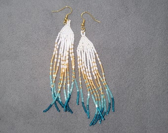 Hand beaded chandelier earrings