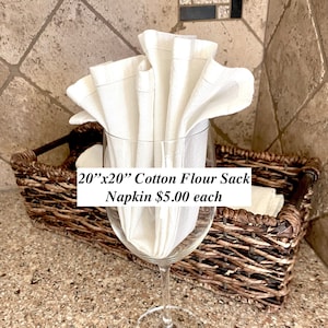 Dinner Napkins, Flour Sack Napkins, Reusable Napkins, Reusable Cloths, 20"x20" Flour Sack Napkins, 100% Cotton, Ala-Carte, eco-friendly