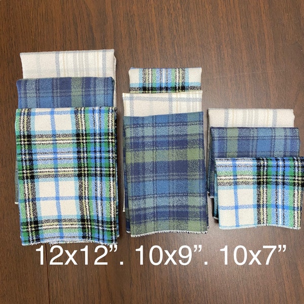 PLAID FLANNEL HANDKERCHIEFS for Him - Robert Kaufman Designs - 3 Sizes - Alacarte