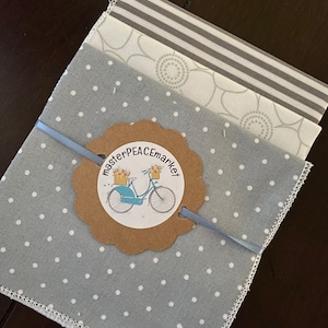 Gray Organic Cotton Handkerchief Set: Floral, Polka Dot, Stripe Hankies