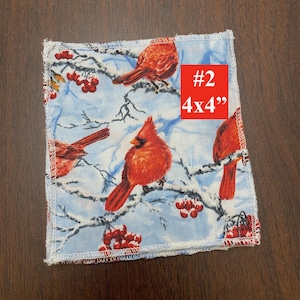 Red Cardinals, Woodland Creatures, Hankies, Napkins, Cloths, Handkerchiefs, Unpaper Towels, Holiday Hankies Napkins Cloths - Ala Carte