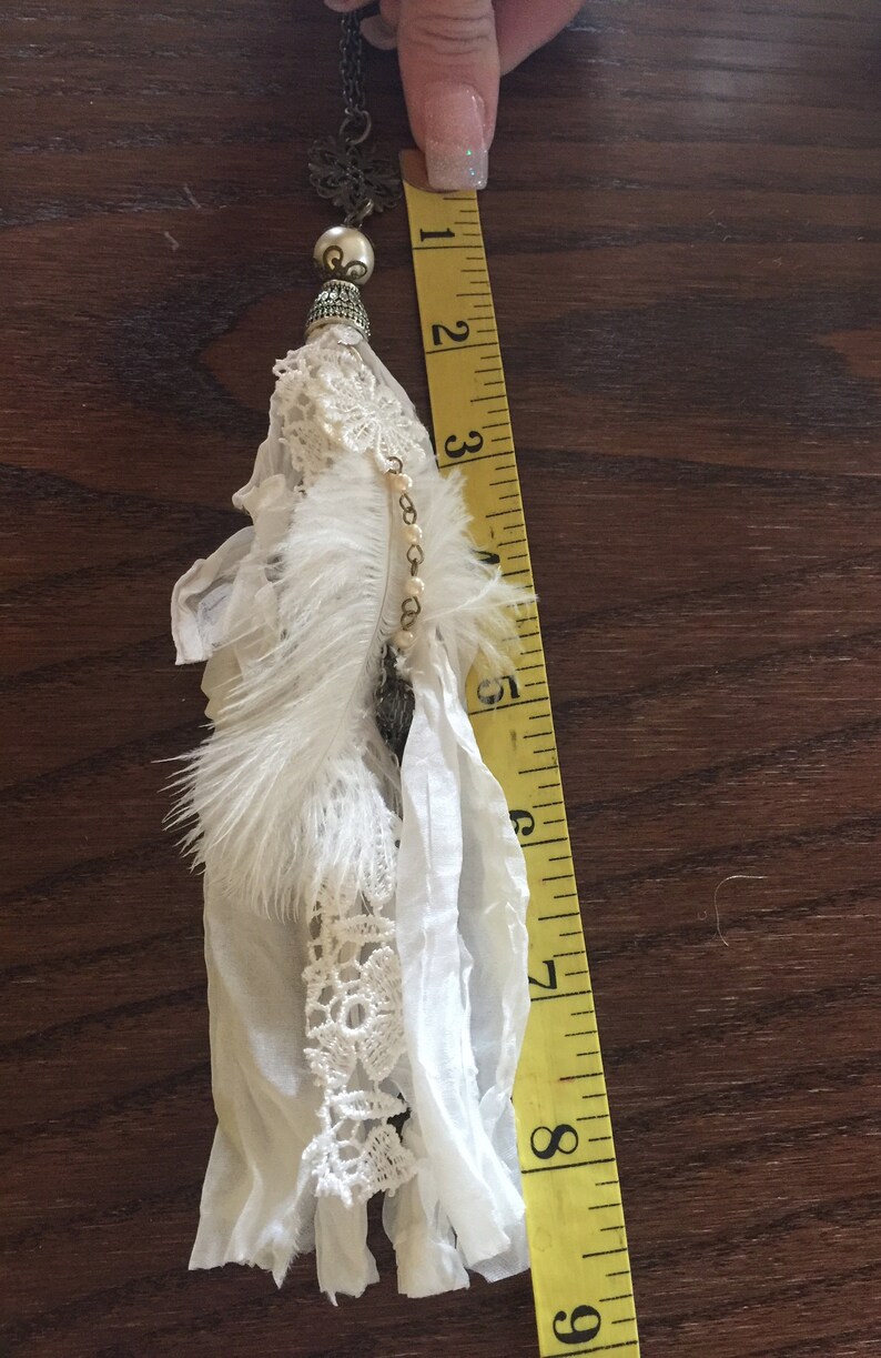 Necklace Bohemian Silk Tassel Romantic White Bridal Statement Necklace Boho shabby chic Interchangeable Tassel Sari Silk Tassel