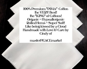 100% PIMA COTTON HANDKERCHIEFS Reusable Tissues Paperless