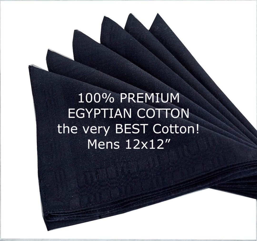 100 EGYPTIAN Cotton HANDKERCHIEFS BLACK Premium Black Cotton Etsy