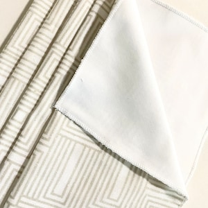 HANDKERCHIEF Pima Cotton & LINEN Hankies Handkerchief Handkerchieves Reusable Tissues White and Taupe Rolled Hems 2ply SUPER Soft 5 Pack