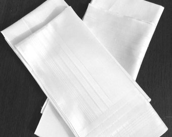 4 White Cotton Hankerchief, Handkerchiefs For Him, Mens Handkerchief, Reusable Tissues, Set of 4 Four, Super Soft 16 x 16 - 60s Extra Large