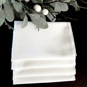 Premium PIMA COTTON Hankies Handkerchief Handkerchieves Reusable Tissues for Women, Classic White, Rolled Hems Soft Set of 4 Reusable eco
