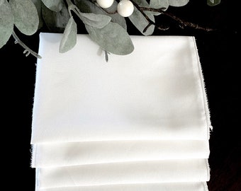 Premium PIMA COTTON Hankies Handkerchief Handkerchieves Reusable Tissues for Women, Classic White, Rolled Hems Soft Set of 4 Reusable eco