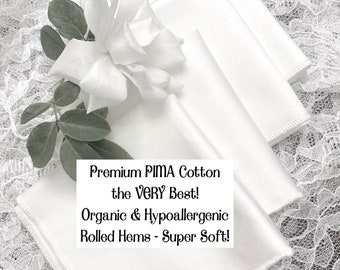 100% PIMA COTTON HANDKERCHIEFS Handkerchieves, Hankies, Reusable Tissues, Classic Crisp Premium Cotton Handkerchief, Reusable