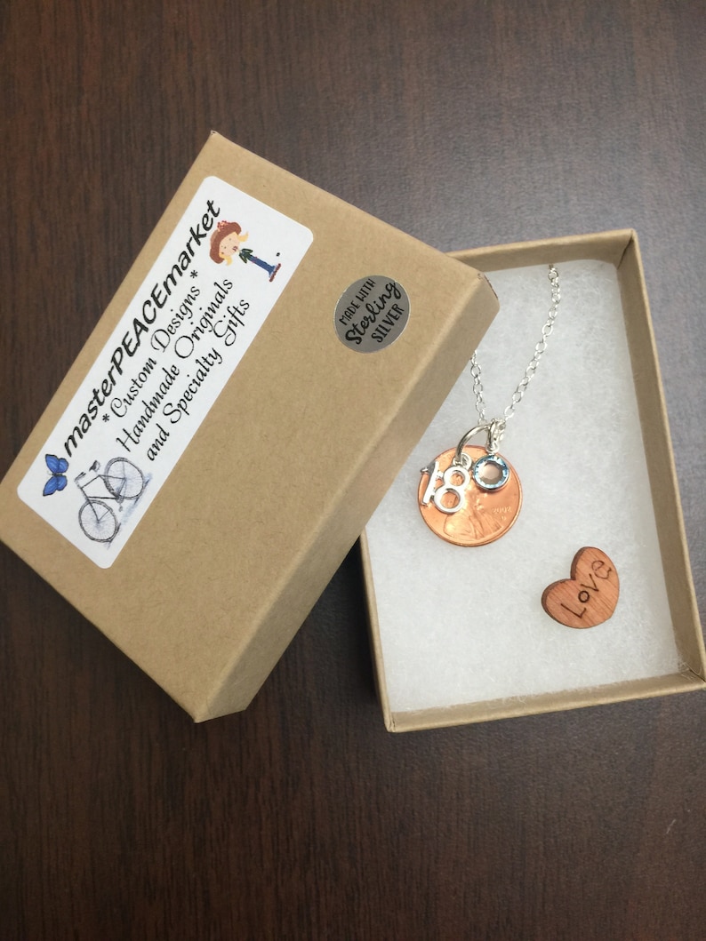 Gift for Her Gift for Him -Birthday gift for her Birthday Penny Keychain Necklace
