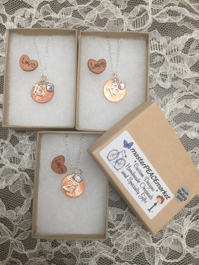 Gift for Her Gift for Him -Birthday gift for her Birthday Penny Keychain Necklace