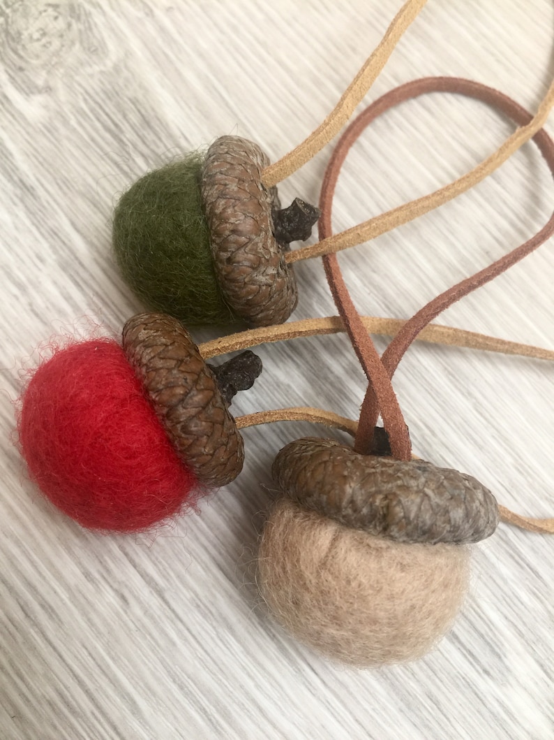 SET OF 3 Felted wool acorns Felted Wool Acorn ornaments