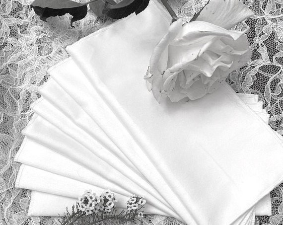 8 EGYPTIAN COTTON Hankerchief for her Classic White Cotton Hankies Hankies for Her Rolled Hem SOFTEST Handkerchief for Women