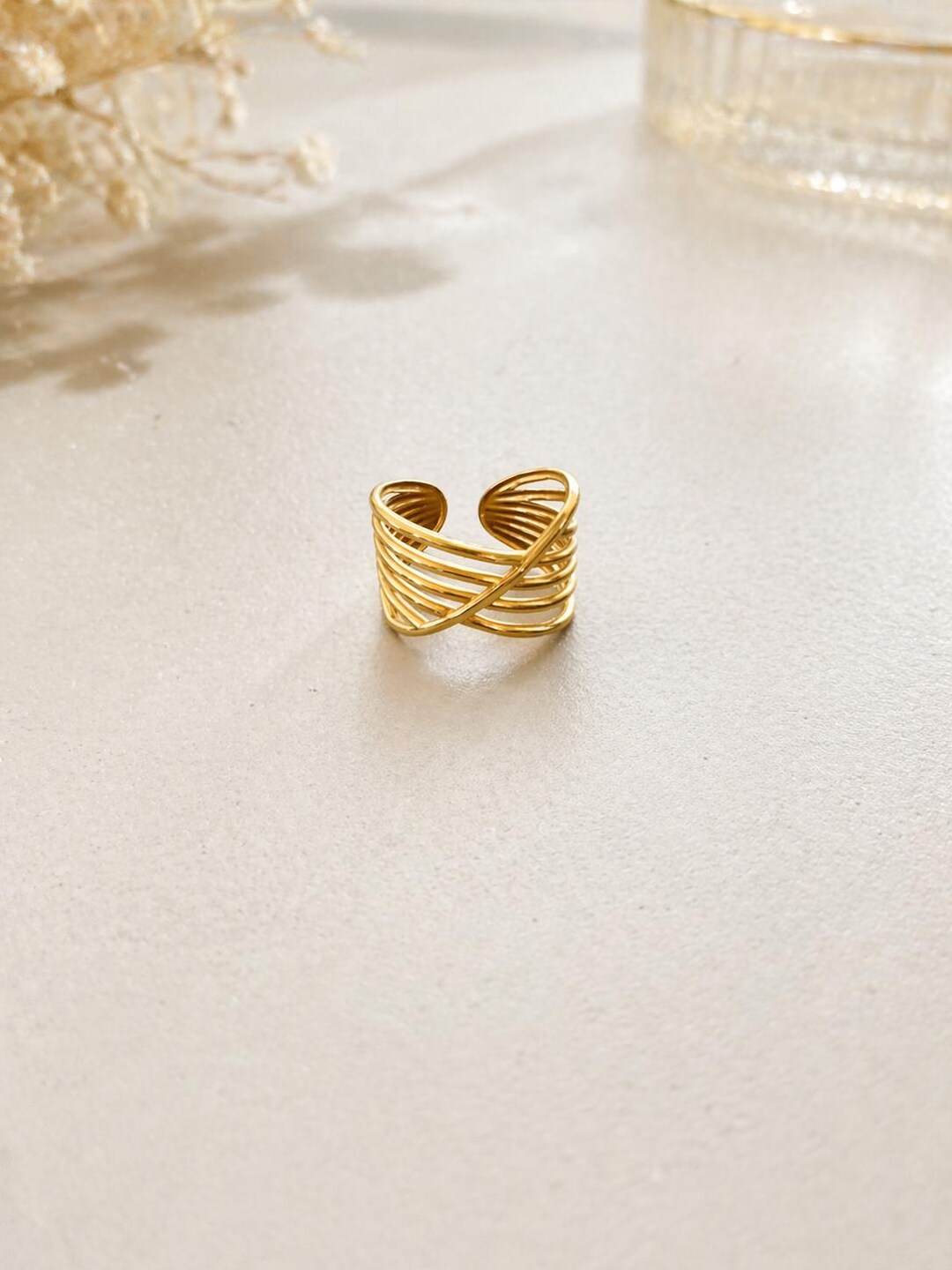 Adjustable Multi-strand Ring in Gold-plated Stainless Steel – Trendy ...