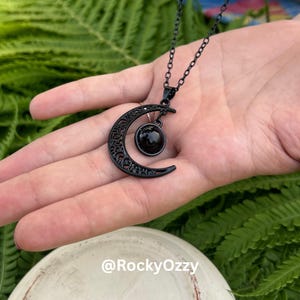 Black Crescent Moon Necklace Gothic Moon Pendant Witchy Jewelry Celestial Necklace Dark Aesthetic Gift for Her Occult Jewelry