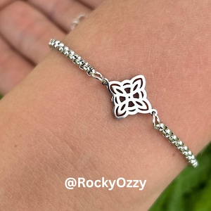 Witches Knot Bracelet Protection Charm Pagan Jewelry Adjustable Wicca Gift for Her Silver Gold Gothic Witchy Style