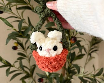 Lapin en peluche personnalisé au crochet, décoration de chambre d'enfant en peluche, panier de lapin