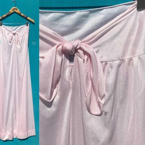 1970s Strapless Pink Nylon Nightgown Vintage Lingerie Size Small Maxi Length