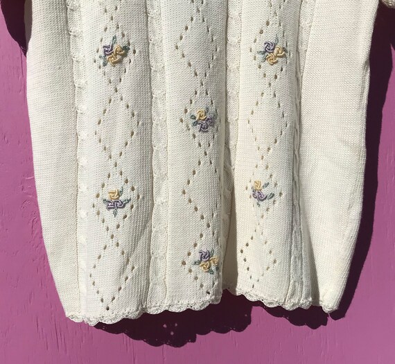 1990s Embroidered Summer Sweater Short Sleeves Pu… - image 5