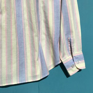 1980s Pastel Striped Oxford Shirt Long Sleeves Womens Button Down Size Medium w Pocket image 7