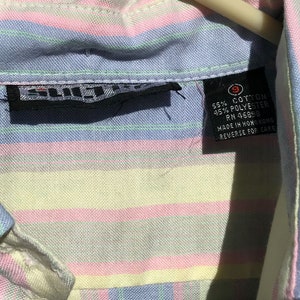 1980s Pastel Striped Oxford Shirt Long Sleeves Womens Button Down Size Medium w Pocket image 4