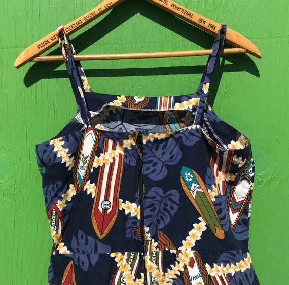 1990s Cotton Hawaii Romper Black Sleeveless Short… - image 5