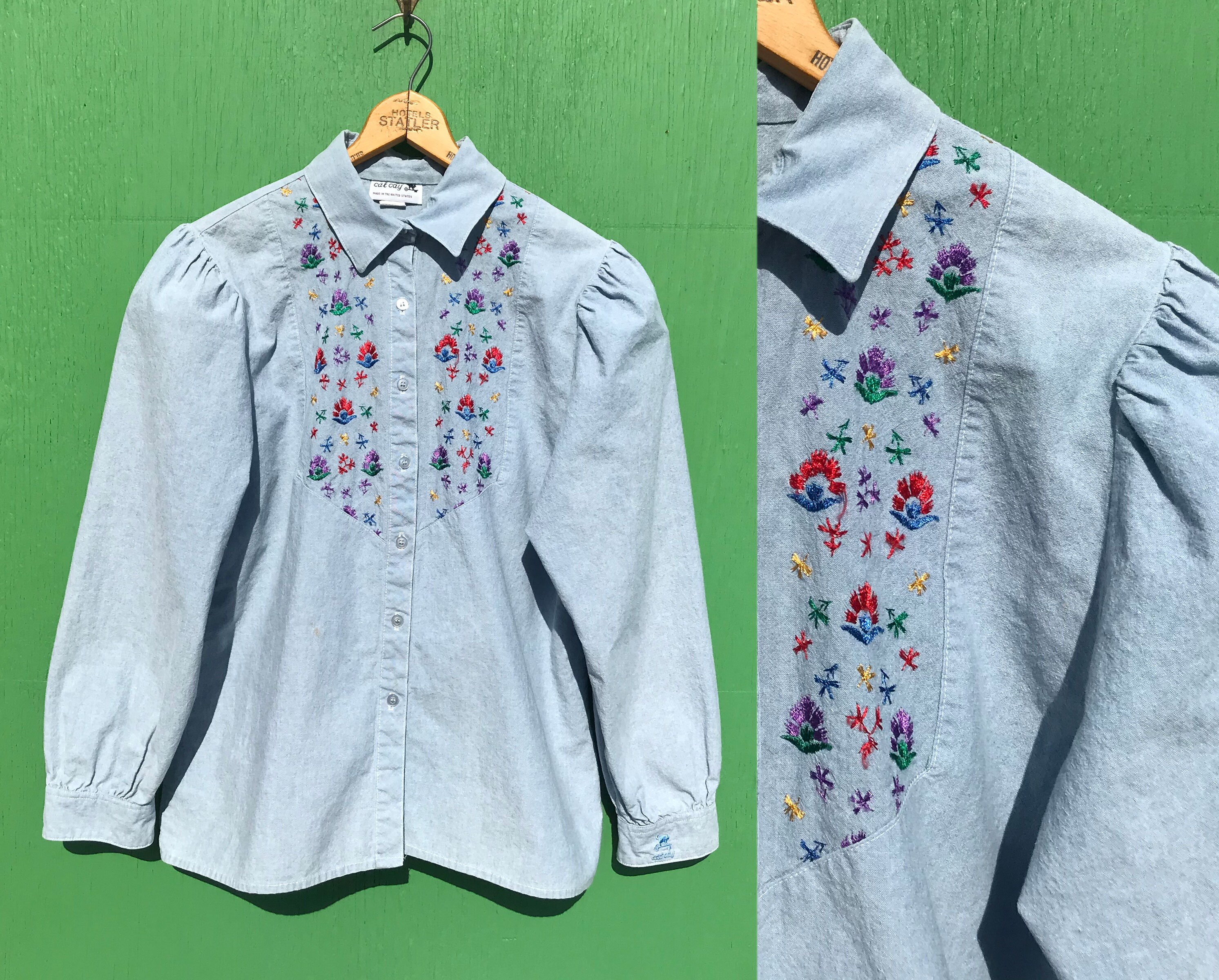 売れ筋商品|||デモクラシー カットソー トップス レディース Women's Floral-Print Embroidered Top Chambray B Cato Fashions | Cato Embroidered Chambray Top