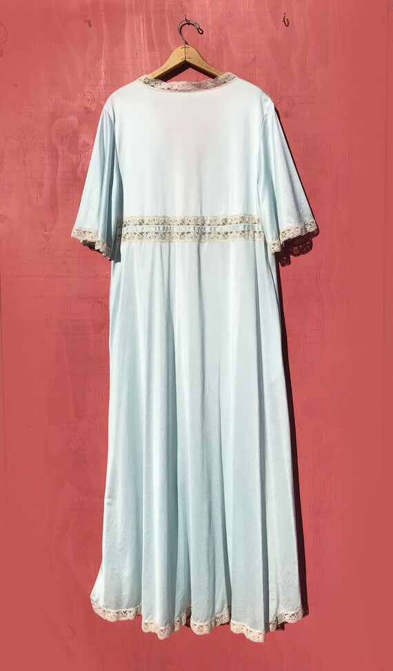 Vintage Pale Blue Budoir Robe Full Length Empire Wais… - Gem