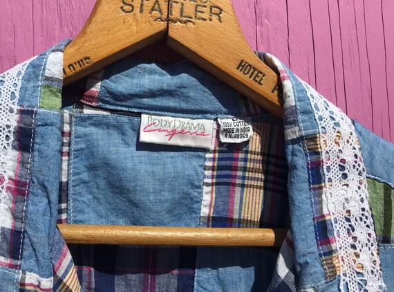1990s Patchwork Night Shirt Size Medium Vintage N… - image 3