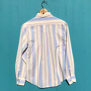 1980s Pastel Striped Oxford Shirt Long Sleeves Womens Button Down Size Medium w Pocket image 8