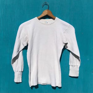 Vintage Plain Thermal Shirt Off White Distressed Size Medium Long Johns