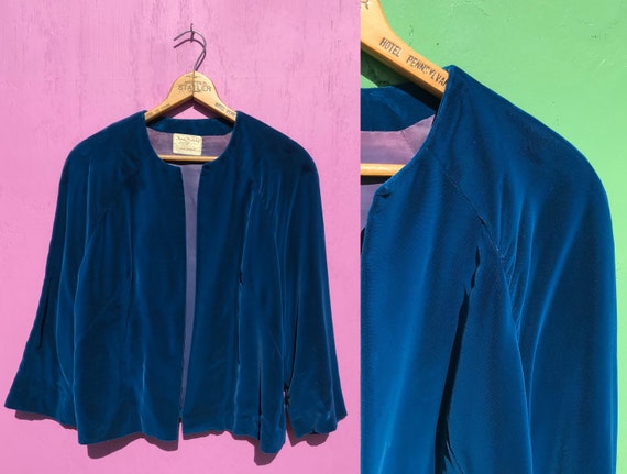 Royal blue velvet coat sales