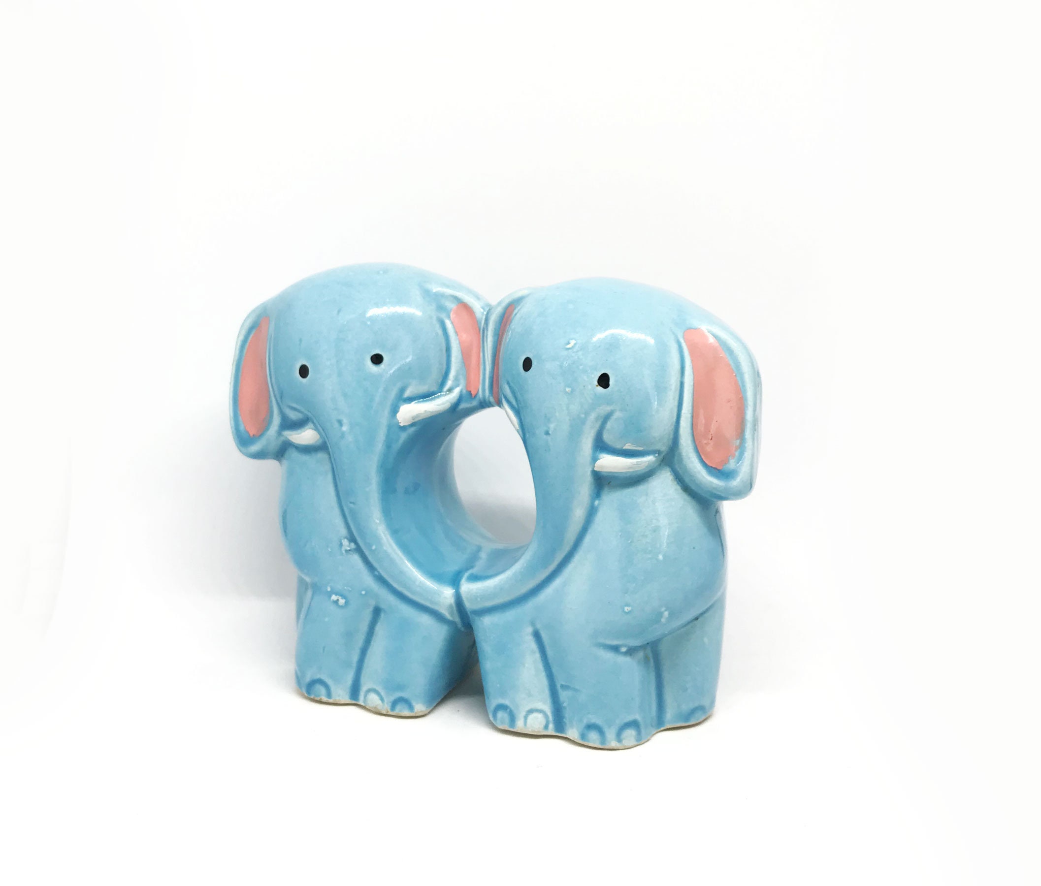 Vintage Blue Elephants Salt And Pepper Shaker Cute One Piece Etsy