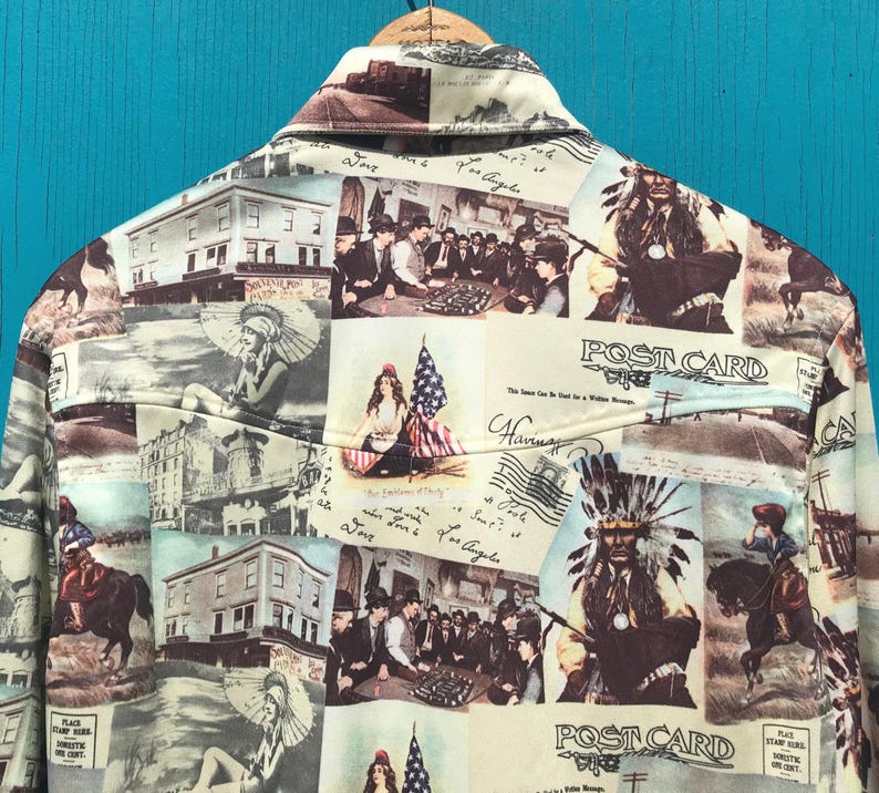 Vintage Western Americana Shirt Pearl Snap Sz Medium w Pockets Handmade image 6