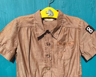 1950s Girl Scout Brownies Dress Girls Chest Size 28" Vintage Uniform Troop 887