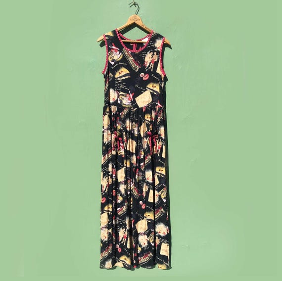 90s rayon dress Summer Vacation Sz Small Sleeveless Black Red Vintage Shift w Pockets Nicole Kidman Oscars dress VM: 25-40 Color:Sage (DarkSeaGreen) Long sleeve fairy dress