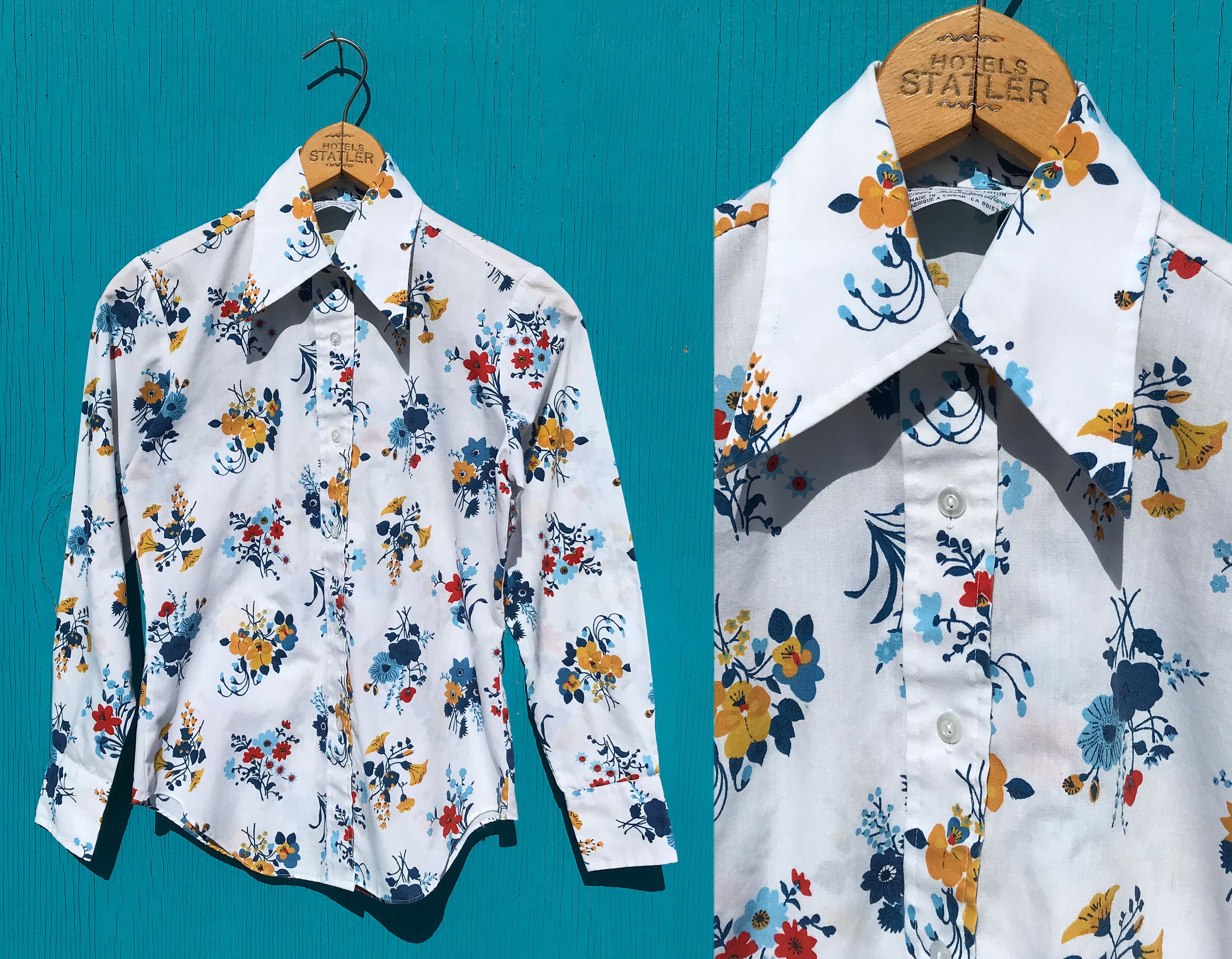 1970s Dagger Collar Shirt Size Small Vintage Kmart Button up White