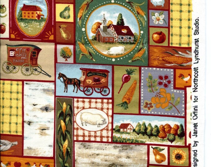 Farmhouse Cotton Fabric 1 Yard Rustic Provincial Wagon Harvest