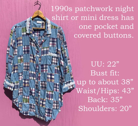1990s Patchwork Night Shirt Size Medium Vintage N… - image 7