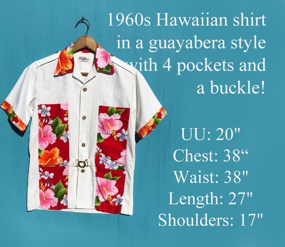 1960s Hukilau Hawaiian Shirt Size Mens Sm/Med Whi… - image 5