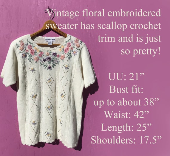 1990s Embroidered Summer Sweater Short Sleeves Pu… - image 8